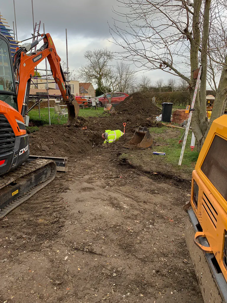 Excavation in progress on a residential building site
